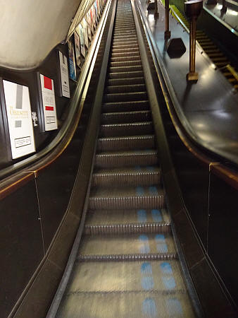 Swiss Cottage station escalator from platform