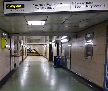 Swiss Cottage station between escalator and exit, note the stairs