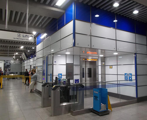 Tottenham Court Road Northern Line Lift from station level - not easy to find