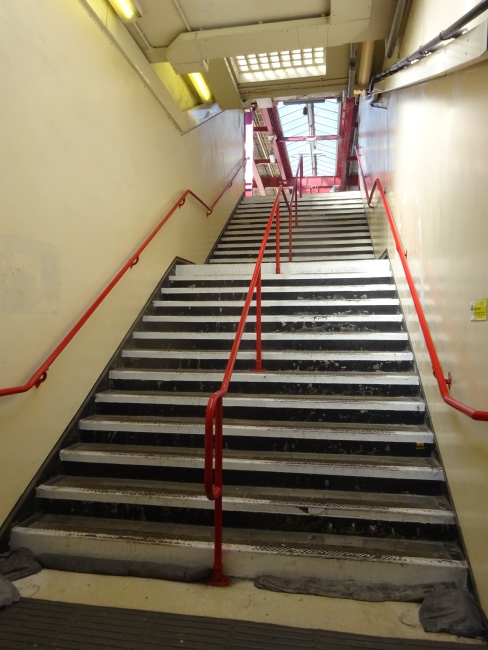 Upminster Bridge station steps in June 2021